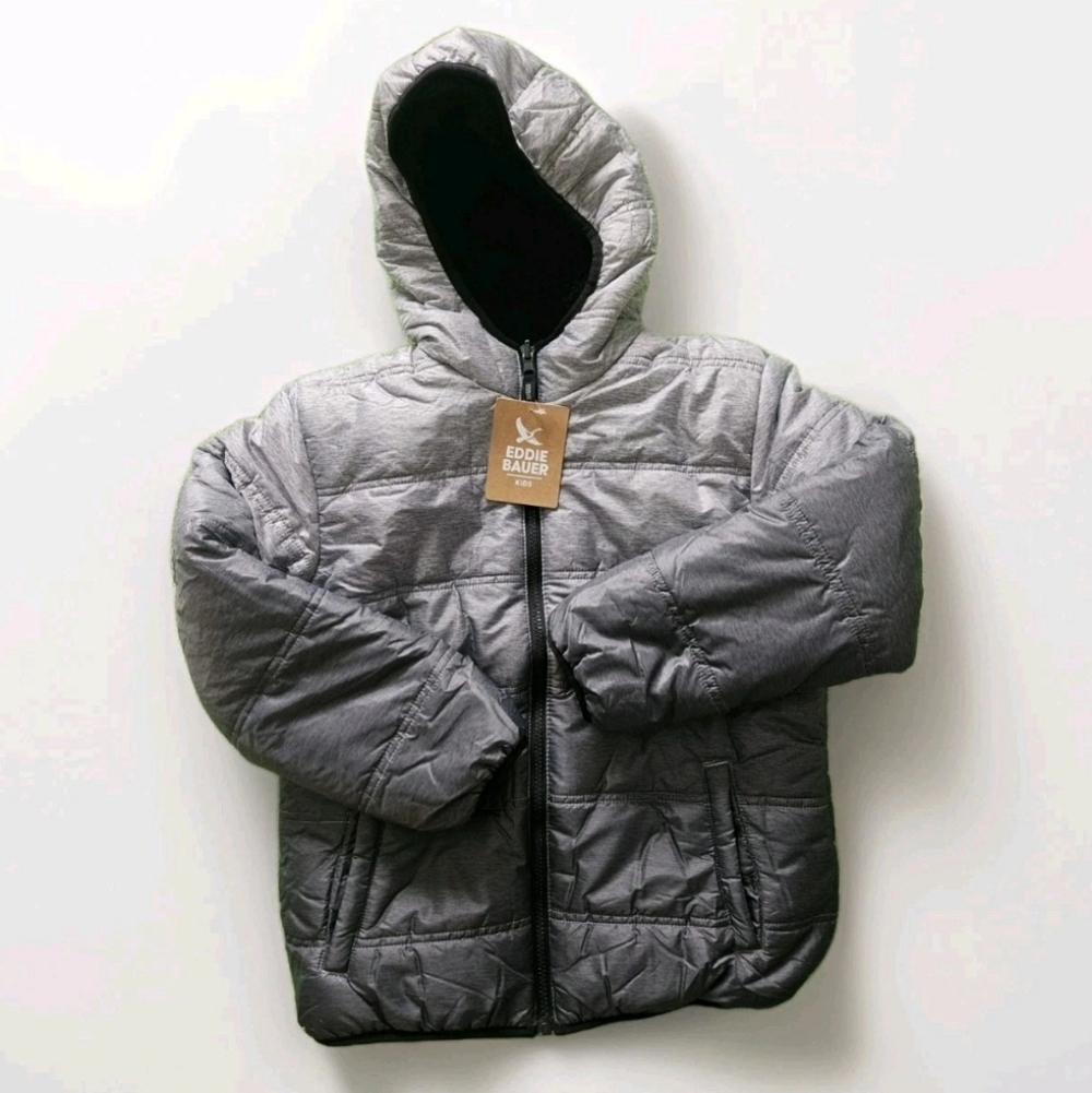 Eddie Bauer Gray Hooded Puffer Jacket